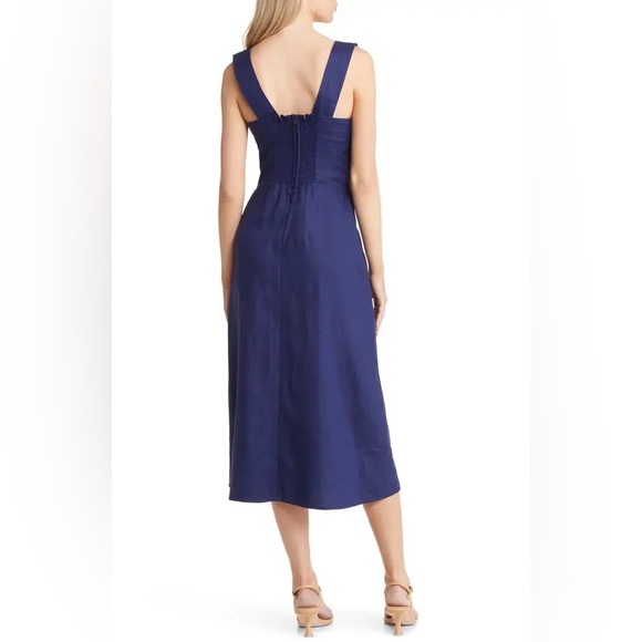 Reformation Seaside Linen In Danube Navy Dress Size 2 - Picture 15 of 15